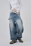 Embo washed over denim pants