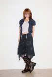 Wild distressed banding denim shorts