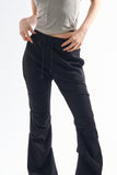 Unbalanced shirring bootcut banding pants