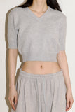 Verso v-neck crop short sleeve knit