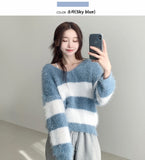 Shees Stripe Off-Shoulder Knit