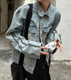 Side zipper cropped trucker