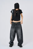 Nova curved wide denim pants