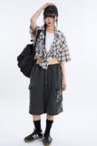 Sand big check short sleeve over shirt