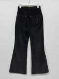 Beishu Corduroy Pin Tuck Bootcut Pants