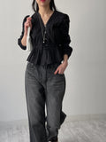 Cello V-neck shirring blouse