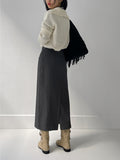 Unbalanced Wrap H-line Long Skirt