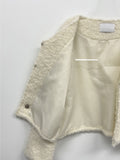 [wool56%] Boucle V-neck Hook Cardigan