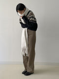 [wool30%] Raglan Nordic Wool Loose Fit Knit