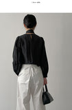 [Scarf SET] Wrinkle Round Blouse