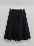 Wool Pleated Midi Skirt