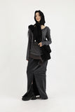 Velvet long shirring skirt