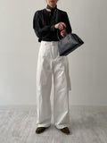 [Scarf SET] Wrinkle Round Blouse