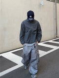 Glossy padded diagonal cargo pants