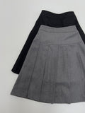 Wool Pleated Midi Skirt