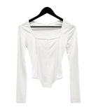 Bodysuit Square Neck Long Sleeve T-Shirt