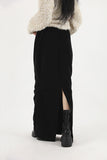 Velvet long shirring skirt