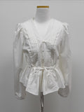Cello V-neck shirring blouse