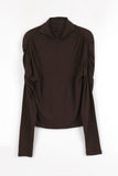Ruched shirring half-neck top