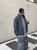 Glossy padded diagonal cargo pants