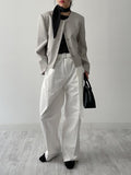 [Scarf SET] Wrinkle Round Blouse
