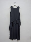 Shirred Unbalanced Long Layered One Piece