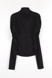 Ruched shirring half-neck top