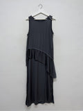 Shirred Unbalanced Long Layered One Piece