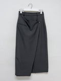 Unbalanced Wrap H-line Long Skirt