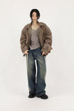 Side cotton denim pants
