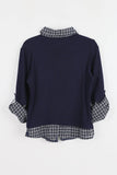 Modi Check Color Matching Three Quarter Collar Tee