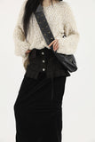 Velvet long shirring skirt