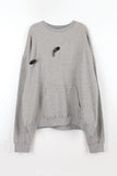 Leather Overfit Buckle Sweatshirt