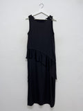 Shirred Unbalanced Long Layered One Piece