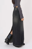 Maxi back slit denim long skirt