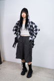 Dreamer cut-out cropped check shirt