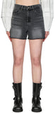 Five washed denim shorts