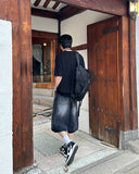 Scented Black Washed Bermuda Pants