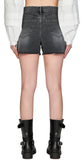 Five washed denim shorts