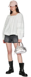 Five washed denim shorts
