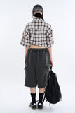 Sand big check short sleeve over shirt