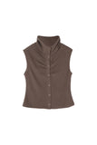 Frey high-neck shirring sweater vest