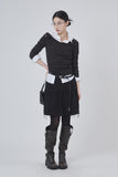 Shoulder snap wide-neck long sleeve