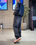 Ege one-tuck semi-wide denim pants