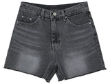 Five washed denim shorts