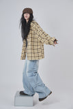 Folds rivet over denim pants