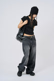 Nova curved wide denim pants