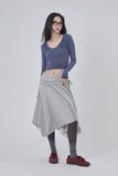 Fold crop flare midi skirt