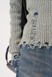 Linda wool damage V-neck knit