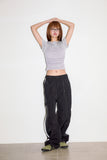 Hide net layered crop T-shirt